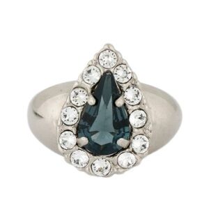Saint Laurent Silver Ring Teardrop Blue Stone Size 7